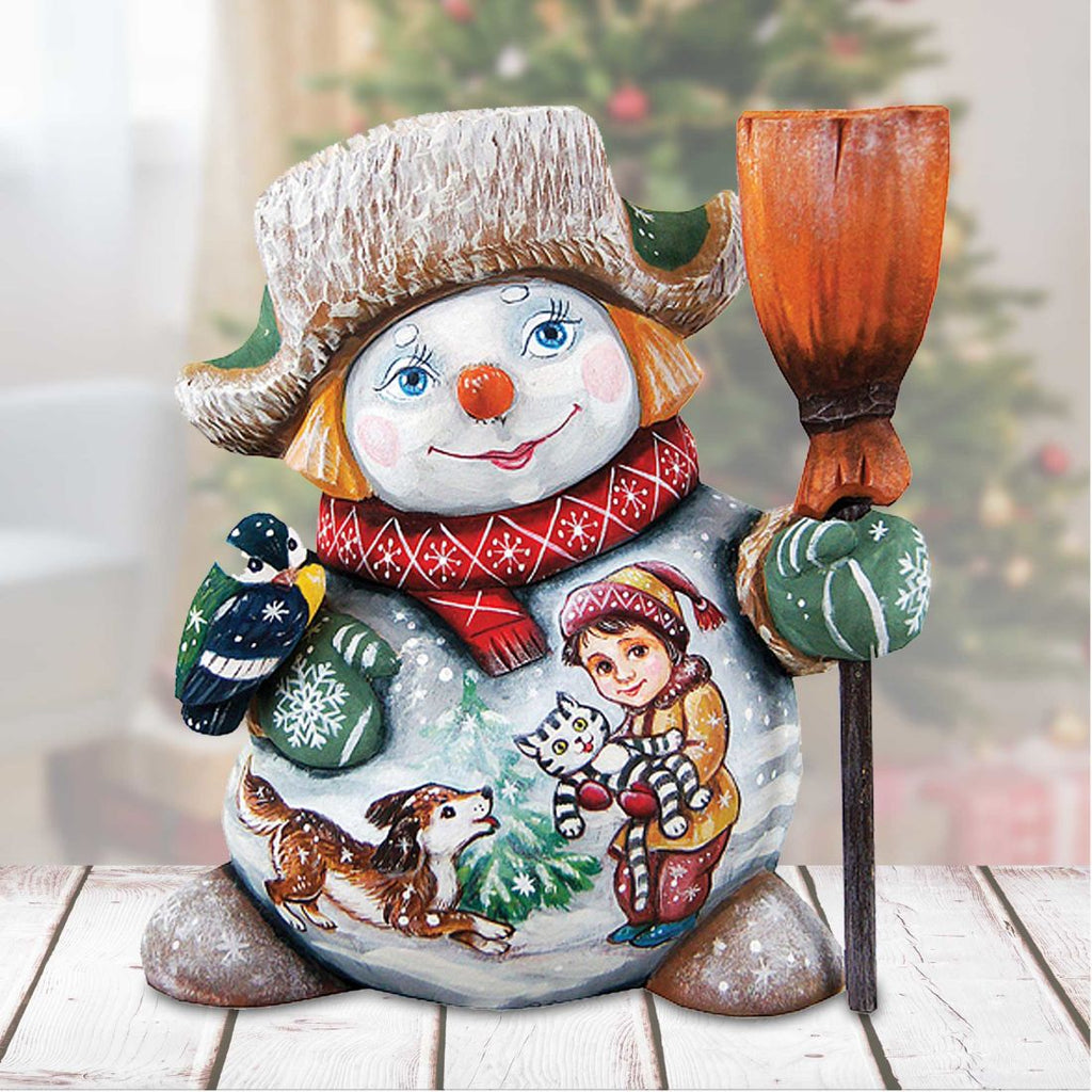 Friends Forever Hand-Painted WOODCARVED Masterpiece by G. DeBrekht - Christmas Santa Snowman Decor - 8215895