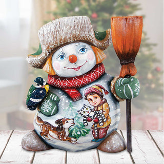 Friends Forever Hand-Painted WOODCARVED Masterpiece by G. DeBrekht - Christmas Santa Snowman Decor - 8215895