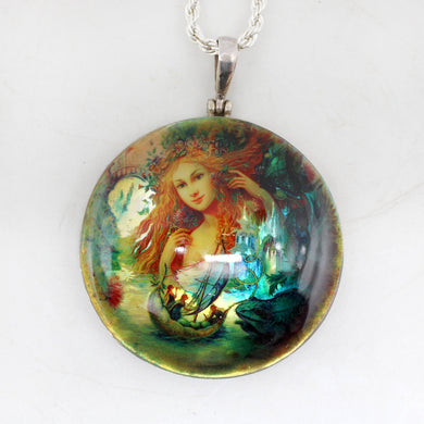 One-of-a-Kind Mother of Pearl Lacquered Miniature Jewelry Pendant 2