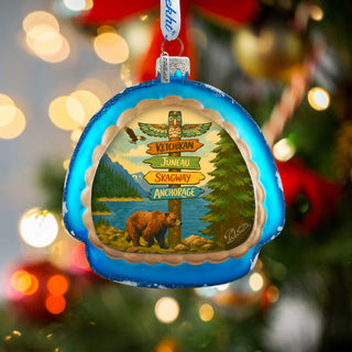 Alaska Adventure Igloo Glass Christmas Ornament – Ketchikan Juneau Skagway Anchorage by G. DeBrekht – 756-027
