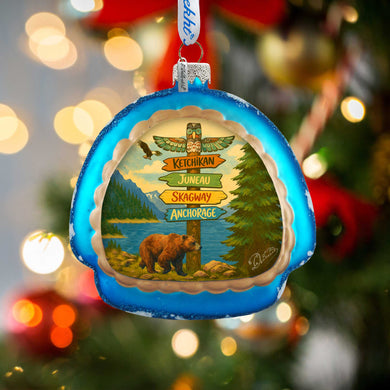 Alaska Adventure Igloo Glass Christmas Ornament – Ketchikan Juneau Skagway Anchorage by G. DeBrekht – 756-027