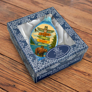 Alaska Bear Destination Signs Handblown Mercury Glass Christmas Ornament by G. Debrekht - 757-057
