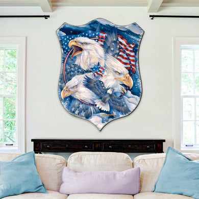 Allegiance Patriotic Eagles Wall Art by J. Bergsma - Wildlife Holiday Decor - 8591730W-JB
