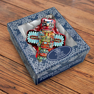 Alaska Totem Pole Glass Christmas Ornament – Holiday Splendor Native-Inspired Ornament by G. DeBrekht – 758-026