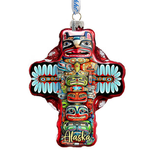 Alaska Totem Pole Glass Christmas Ornament – Holiday Splendor Native-Inspired Ornament by G. DeBrekht – 758-026