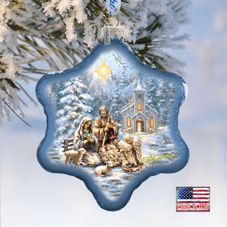 Nativity at the Chapel Glass Ornament by D. Gelsinger - Nativity Holiday Decor - 754-101-DG