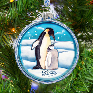 Penguin Pals Cut Ball Glass Ornament by G. DeBrekht - Wildlife Holiday Decor - 764-001