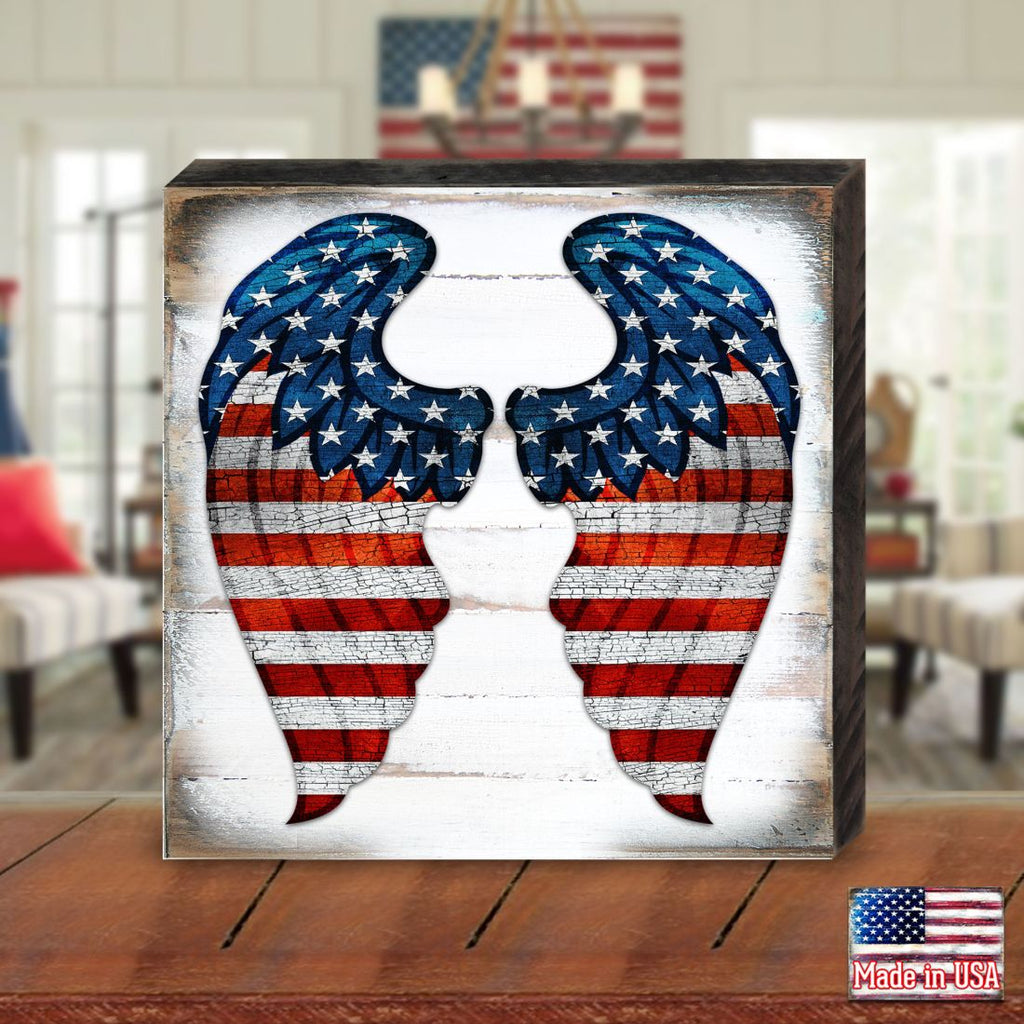 USA Wings Wooden Decor by G. DeBrekht - American Patriotic Decor - 8187131B