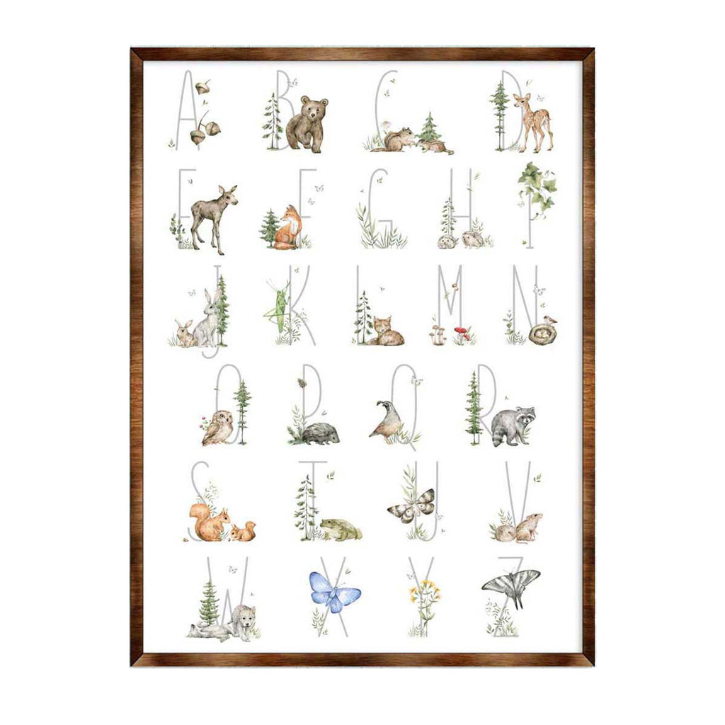 Nature Alphabet Wall decor - Wooden Watercolor Alphabet art ...