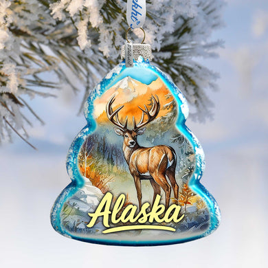 Alaska Deer Glass Ornament – Handcrafted Mercury Glass Ornament - Wildlife Holiday Decor by G. DeBrekht - 777424