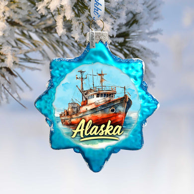 Alaska Fishing Boat Glass Ornament – Handcrafted Mercury Glass Ornament by G. DeBrekht - Wildlife Holiday Decor - 777425
