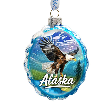 Alaska Bald Eagle Keepsake Glass Ornament – Handcrafted Wildlife Holiday Decor – 777435