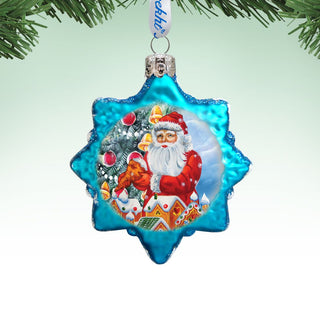 Santa Gingerbread House Mercury Glass Ornament by G. DeBrekht - Christmas Santa Snowman Decor - 773012