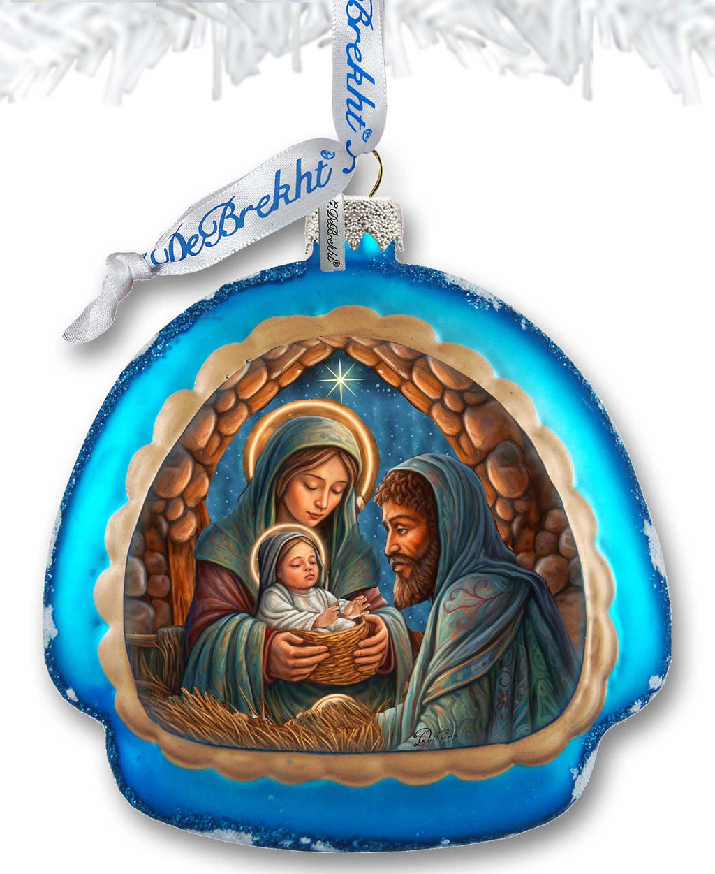 Holy Family Rainbow Glass Ornament by G. Debrekht - Nativity Holiday Decor - 756-017
