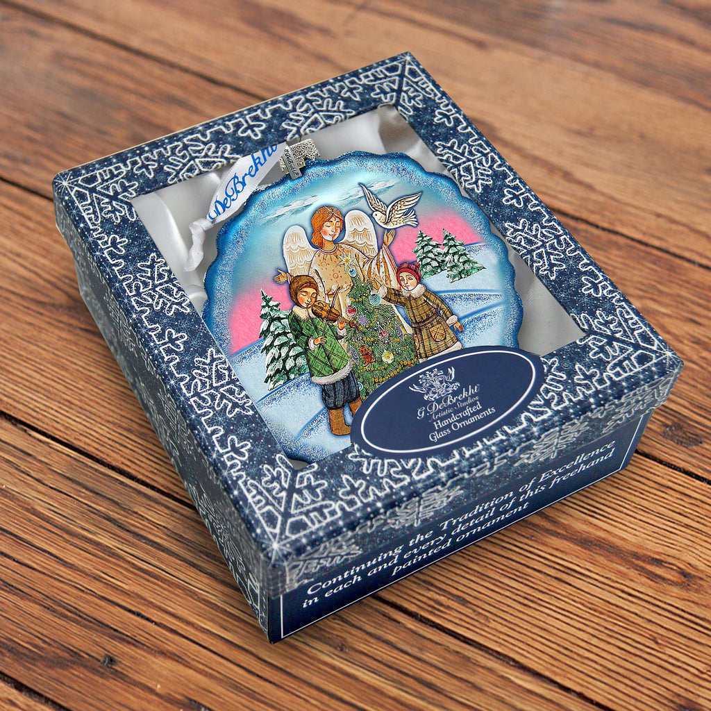 Winter Blessing Flower Glass Ornament by G. DeBrekht - Christmas Santa Snowman Decor - 759-021