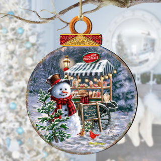 Hot Chocolate Stand - Frosty Fun Wooden Ornaments by D. Gelsinger Christmas Santa Snowman Decor - 8611087-DG