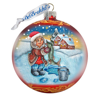 For The Pike Village Ball Glass Ornament by G. DeBrekht - Christmas Decor - 73323