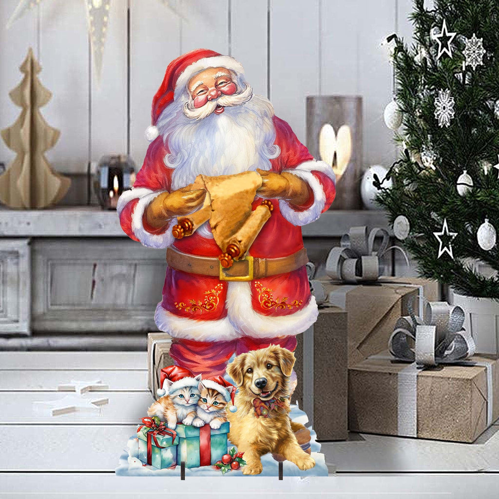 Celebrate with Santa: Santa with List Outdoor Decor by G. Debrekht - Christmas Santa Snowman Decor - 8611095F