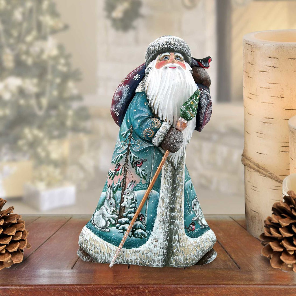 Hopping Along Wilderness Hand-Painted WOODCARVED Figurine by G. DeBrekht - Wildlife Holiday Decor - 821841