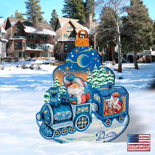 Santa Arrival Christmas Outdoor Yard Sign by G. DeBrekht - Christmas Santa Snowman Decor - 8112180F