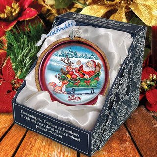 Joyful Sleigh Ride Cut Ball Glass Ornament by G. DeBrekht - Christmas Decor - 764-004