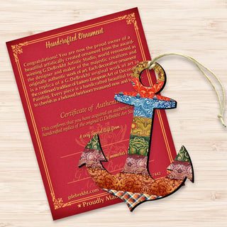 Decorated Anchor Wooden Ornaments by G. DeBrekht - Coastal Holiday Decor - 8198521-2