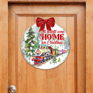 All Hearts Come Home for Christmas Sign Front door welcome sign Main entrance banner Welcome sign - Wooden front porch decor - 933115H