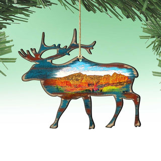 Elk Wooden Ornaments by Nature Wonders - Wildlife Holiday Decor - 8198221