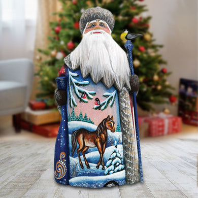 Santa Woodland Pony Hand-Painted WOODCARVED Masterpiece by G. DeBrekht - Wildlife Holiday Decor - 821591