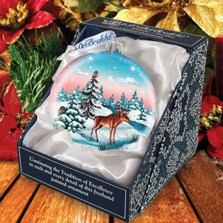 Winter Moose Ball Glass Ornament by G. DeBrekht - Wildlife Holiday Decor - 73417