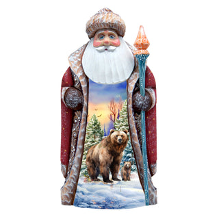 Grizzly Bear Santa Hand-Painted WOODCARVED Masterpiece by G. DeBrekht - Christmas Decor - 8202014