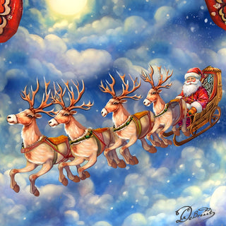 Enchanting Midnight Journey Hand-Painted WOODCARVED Masterpiece Figurine by G. DeBrekht - Santa Snowman Christmas Decor - 215869