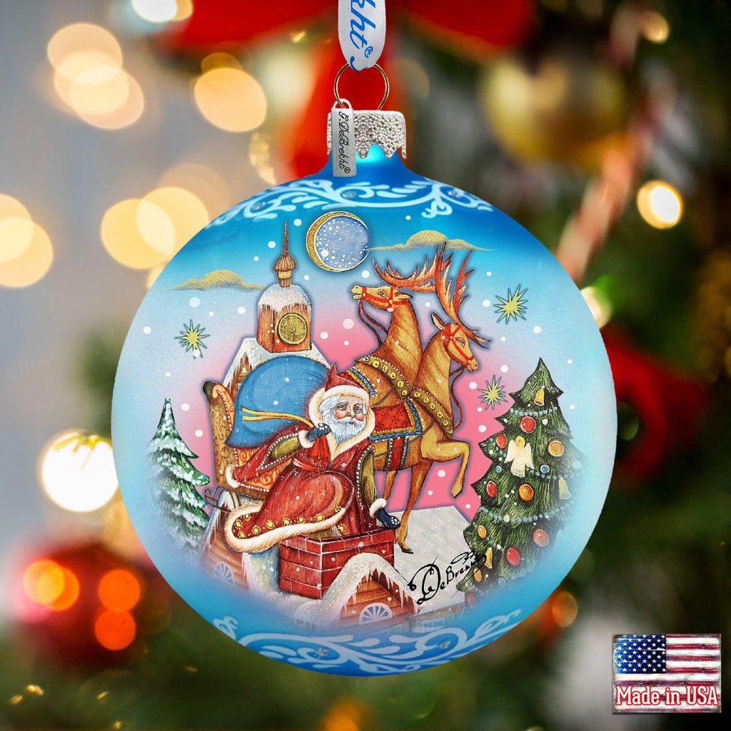 Special Delivery Glass Ornament by G. DeBrekht - Christmas Santa Snowman Decor - 73361