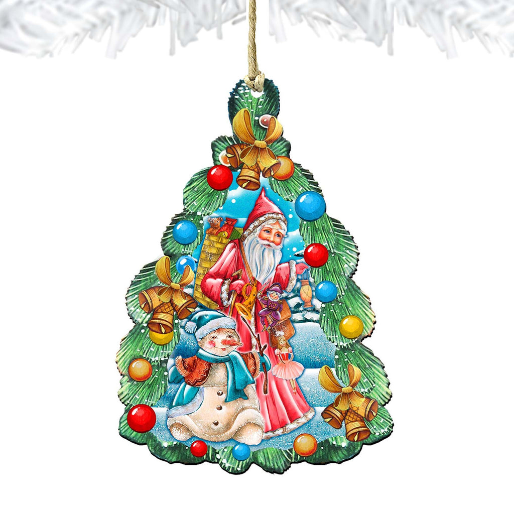 Christmas Arrival Wooden Ornaments by G. DeBrekht - Christmas Santa Snowman Decor - 8114020