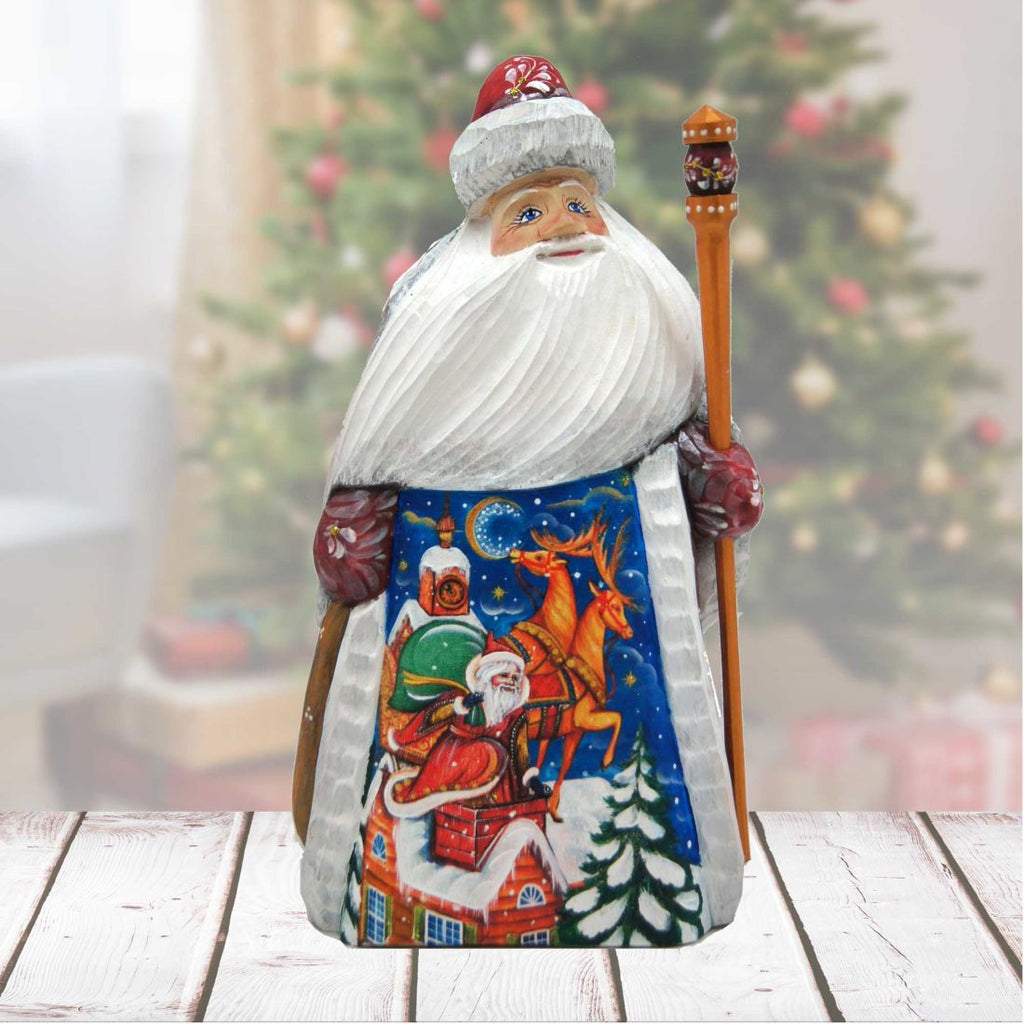 Santa Chimney Hand-Painted WOODCARVED Masterpiece by G. DeBrekht - Christmas Decor - 821552
