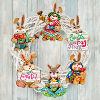 Easter Bunny Family Clip-On Eco Wood Decorative Ornaments Set of 6 by G. Debrekht - Easter Décor - 8090041C-S6