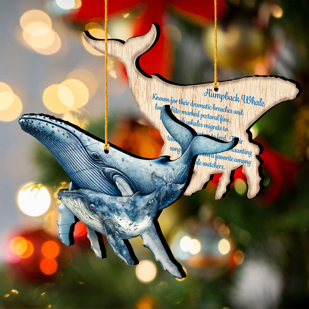 Alaska Whales Wooden Christmas Ornaments – Set of 3 Marine Wildlife Keepsakes – 8091048-S3