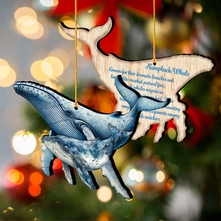 Alaska Whales Wooden Christmas Ornaments – Set of 3 Marine Wildlife Keepsakes – 8091048-S3