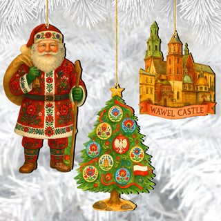 Santas Around the World - Polish Santa Ornaments - Handcrafted Eco Wood Christmas Ornaments Set of 3 by G. DeBrekht - 8091309-S3