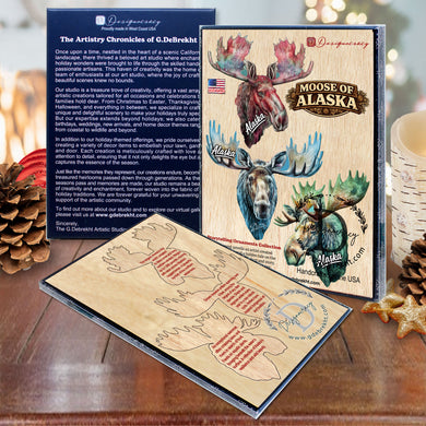 Moose Eco Wood Ornaments Set of 3 by G. Debrekht - Wildlife Holiday Decor - 8091325-S3