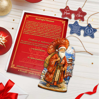 Japanese Christmas Wooden Ornament Set – Santa, Snowy Temple & Christmas Tree – Set of 3 – 8091327S3