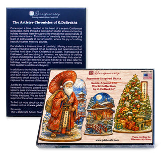 Japanese Christmas Wooden Ornament Set – Santa, Snowy Temple & Christmas Tree – Set of 3 – 8091327S3