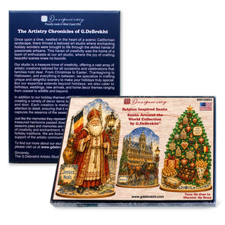 Belgian Christmas Wooden Ornament Set – St. Nicholas, Brussels & Christmas Tree – Set of 3 – 8091328S3