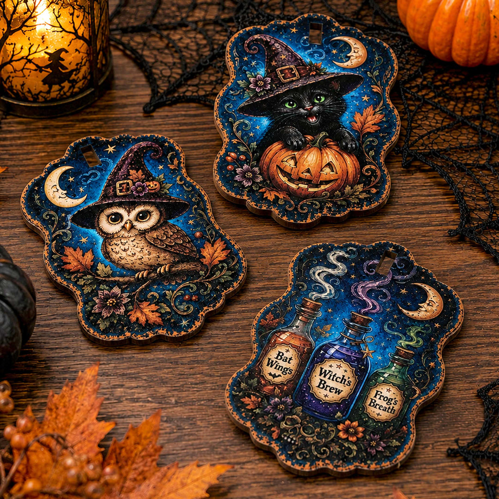 Halloween Haunted Tree Wooden Ornament Display – Handcrafted Tabletop Halloween Décor by G. Debrekht – 8091524