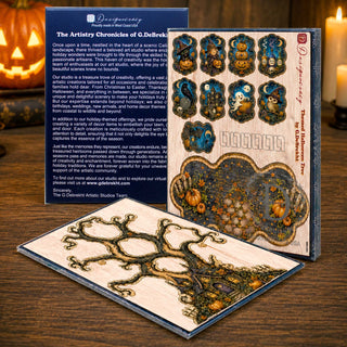 Halloween Haunted Tree Wooden Ornament Display – Handcrafted Tabletop Halloween Décor by G. Debrekht – 8091524