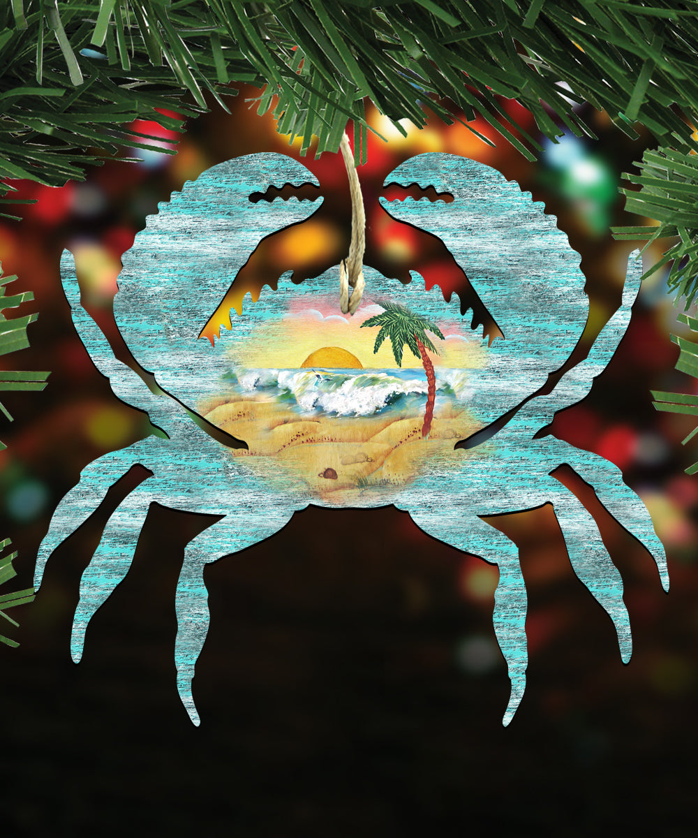 Coastal Wooden Ornaments-Starfish,Jellyfish,Crab-Set of 3 by G. DeBrekht - Coastal Holiday Décor - 8100046S3