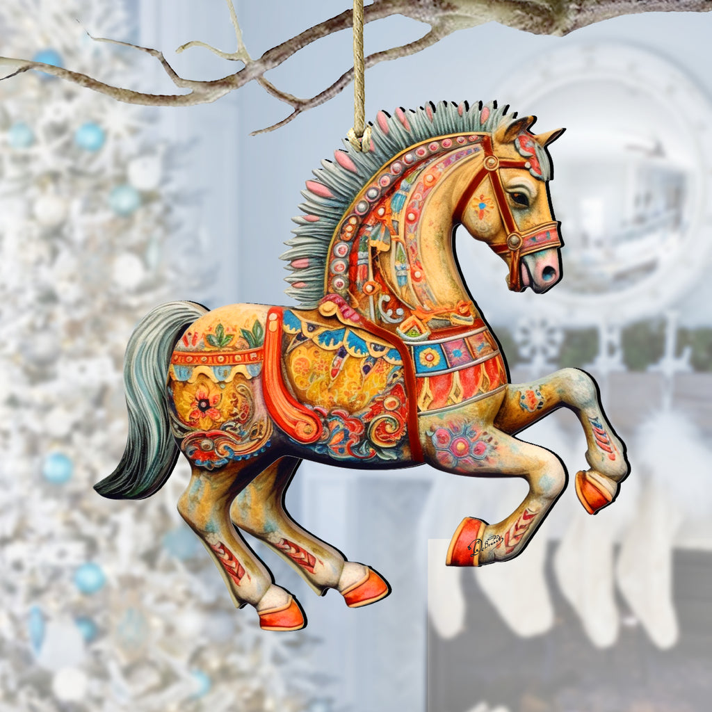 Carousel Horse Wooden Ornament by G. Debrekht