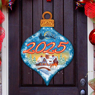2025 Dated Christmas Village Dated Door Decor by G. DeBrekht - Christmas Santa Snowman Decor - 8112182H-D25