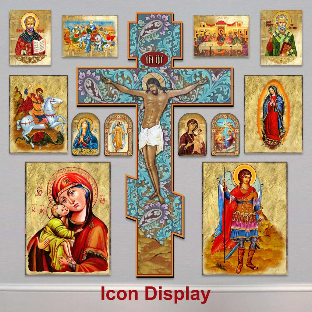 Nativity with Angel Wooden Gold Plated Religious Christian Sacred Icon - Inspirational Icon Decor - 85049