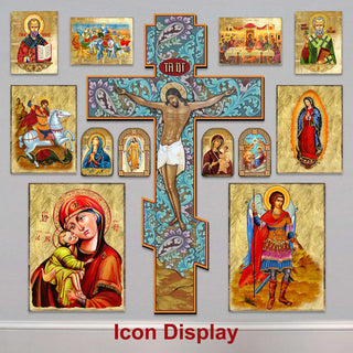 Nativity with Angel Wooden Gold Plated Religious Christian Sacred Icon - Inspirational Icon Decor - 85049
